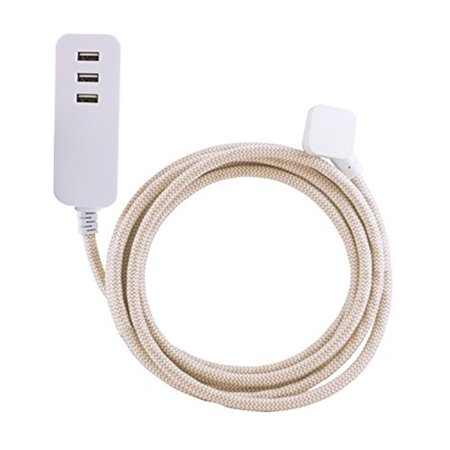 WHOLE-IN-ONE 37922 3 Prong & 3 USB Port White, Tan Extension Cord WH2105579